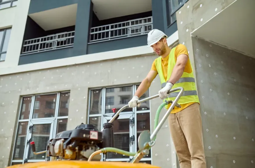 man-in-a-construction-vest-cleaning-the-front-of-a-building-with-a-polishing-machine.